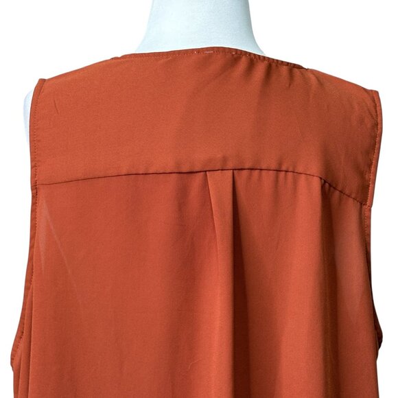 Maurices V-neck Sleeveless Blouse Plus Size 1X Rust Orange - Picture 5 of 7
